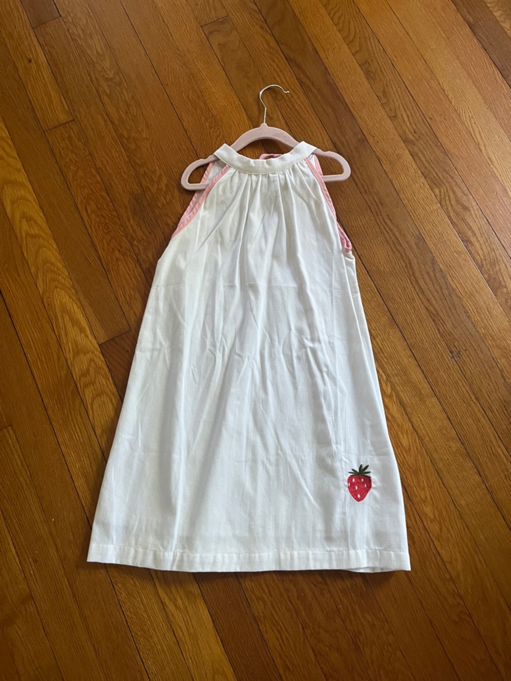 NWT Oaks Halter dress with Pink Trim and Strawberry Accent size 7